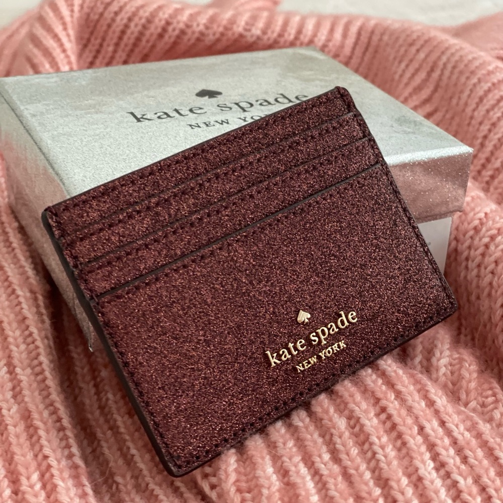 KATE SPADE | Deep Nova Shimmy Glitter Credit Card Wallet BOXED
